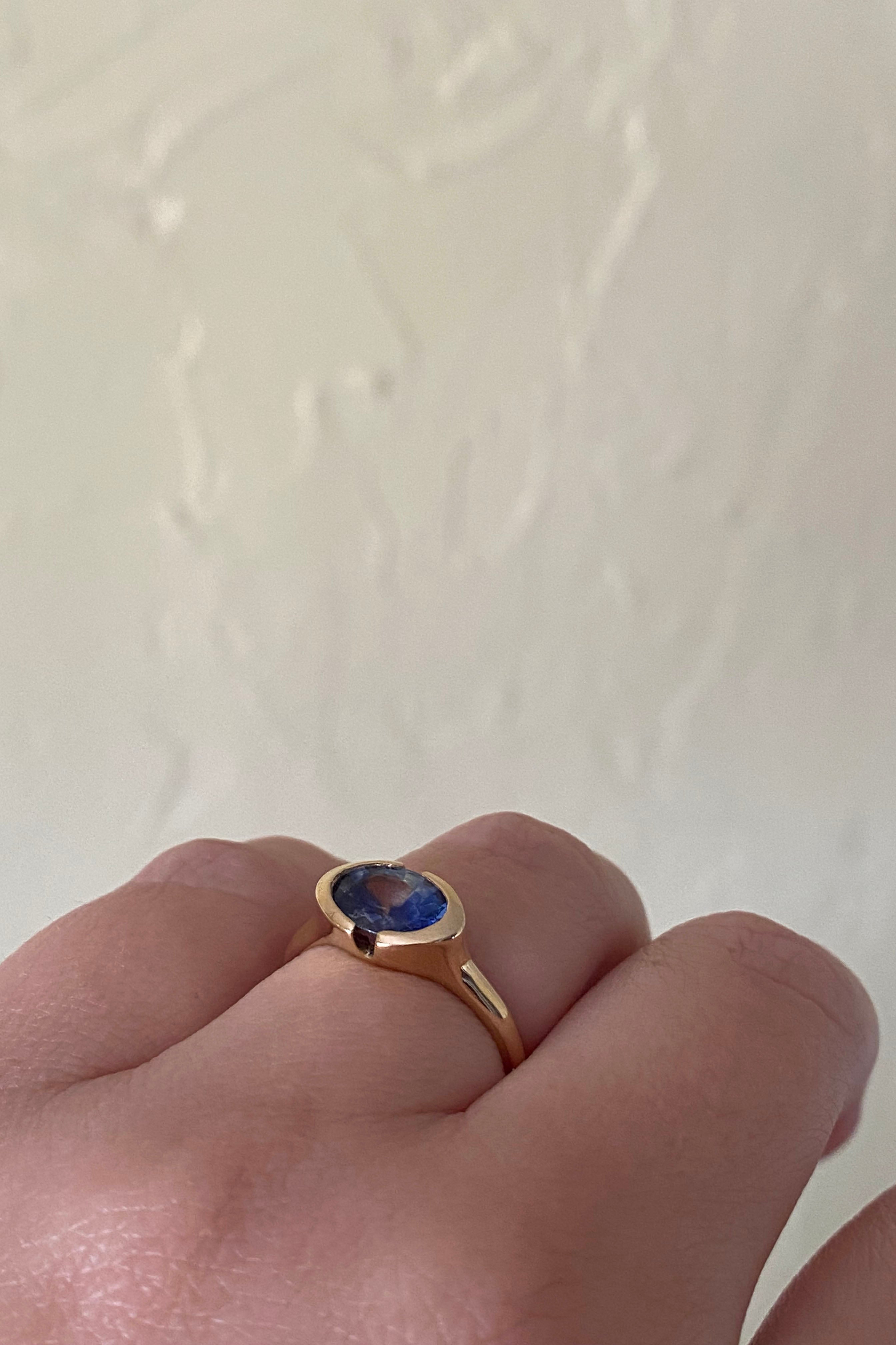 EAST WEST PARTI SAPPHIRE SOLITAIRE