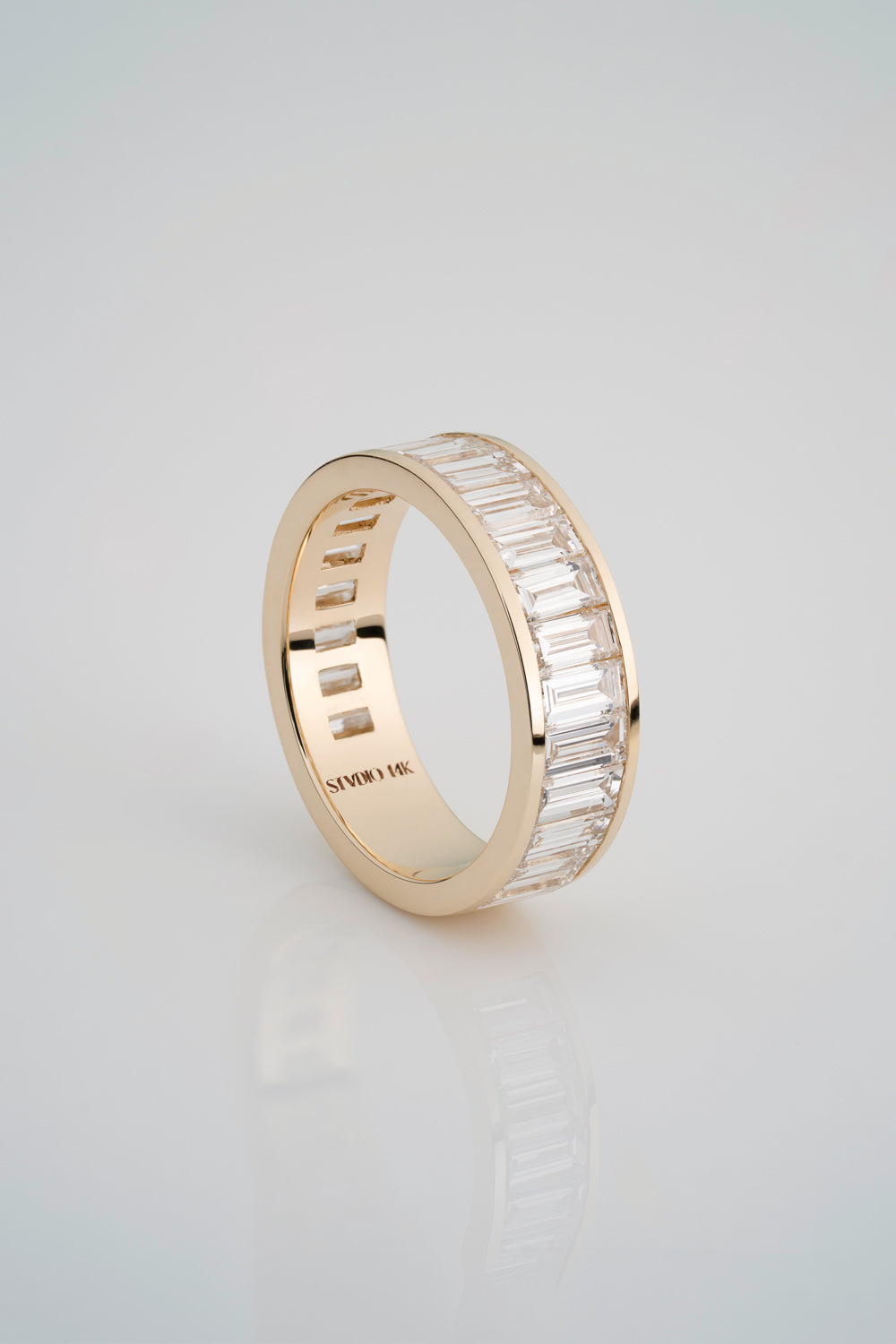 3/4 Diamond Channel Set Wide Baguette Band.