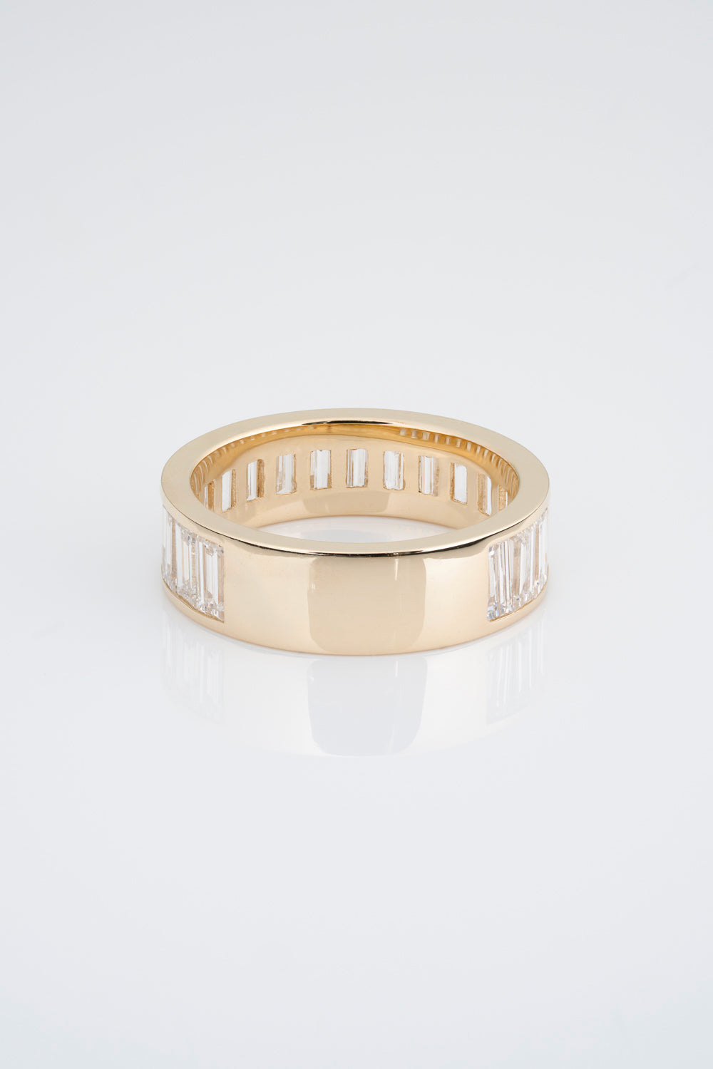 3/4 Diamond Channel Set Wide Baguette Band.