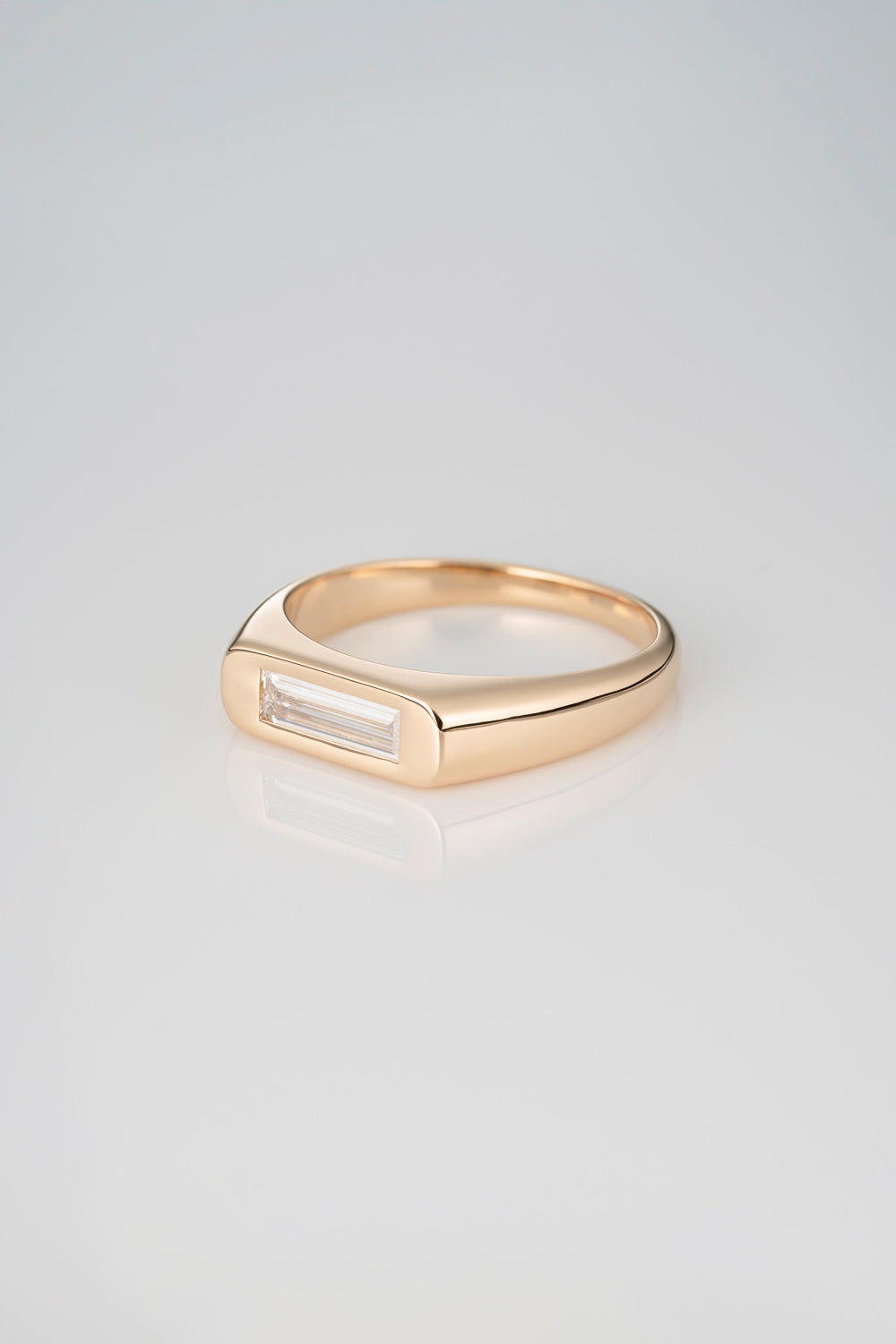 Baguette Diamond East West Signet Ring