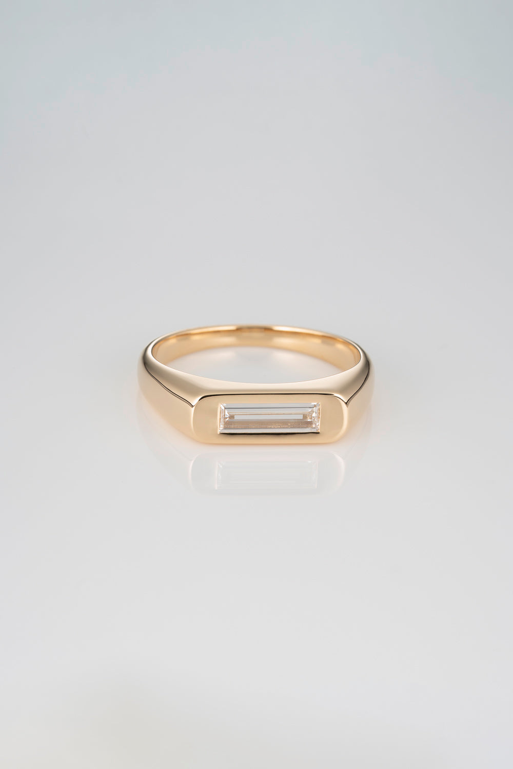 Diamond Baguette Diamond East West Signet Ring
