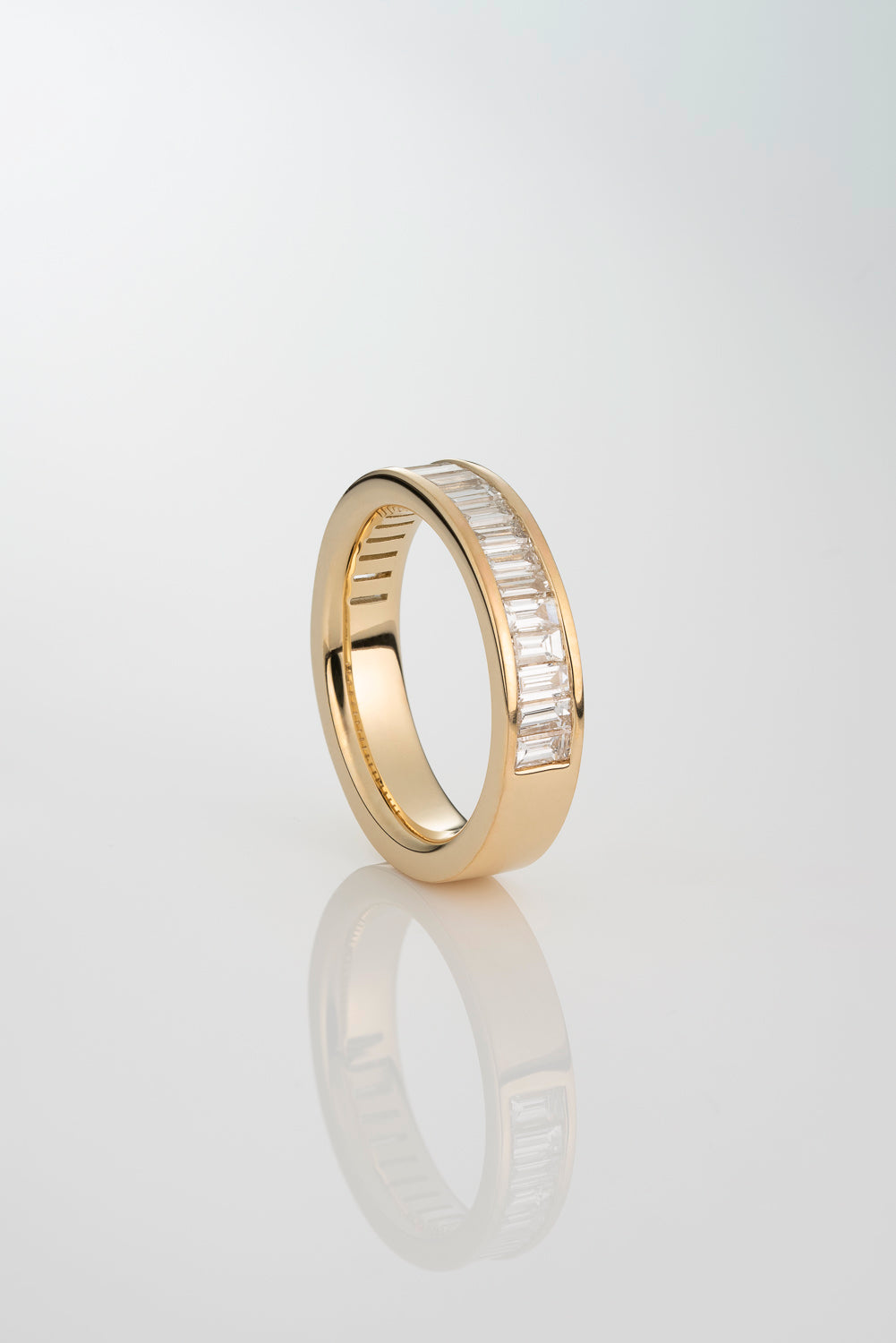 North South Channel Set Baguette Diamond Half Eternity Band