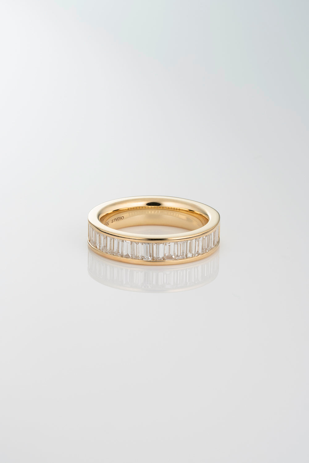 North South Channel Set Baguette Diamond Half Eternity Band