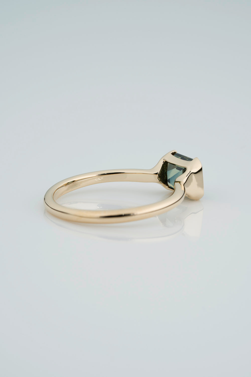 Custom Split Bezel Set Green Sapphire Solitaire.