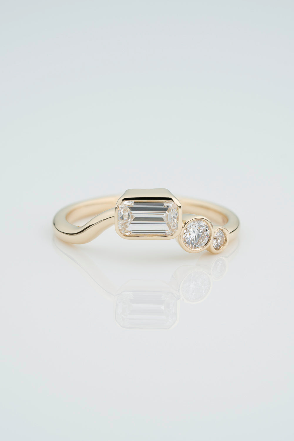 Custom Bezel Set White Diamond Wedding Band