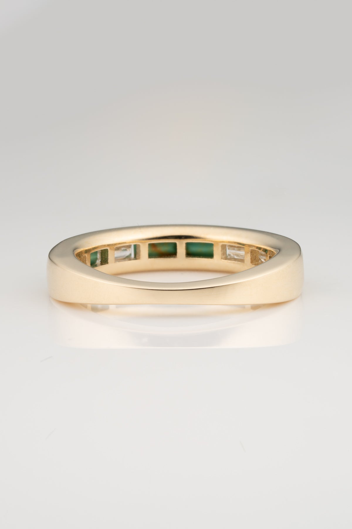 BIGGIE TAPERED EAST WEST TURQUOISE DIAMOND RING