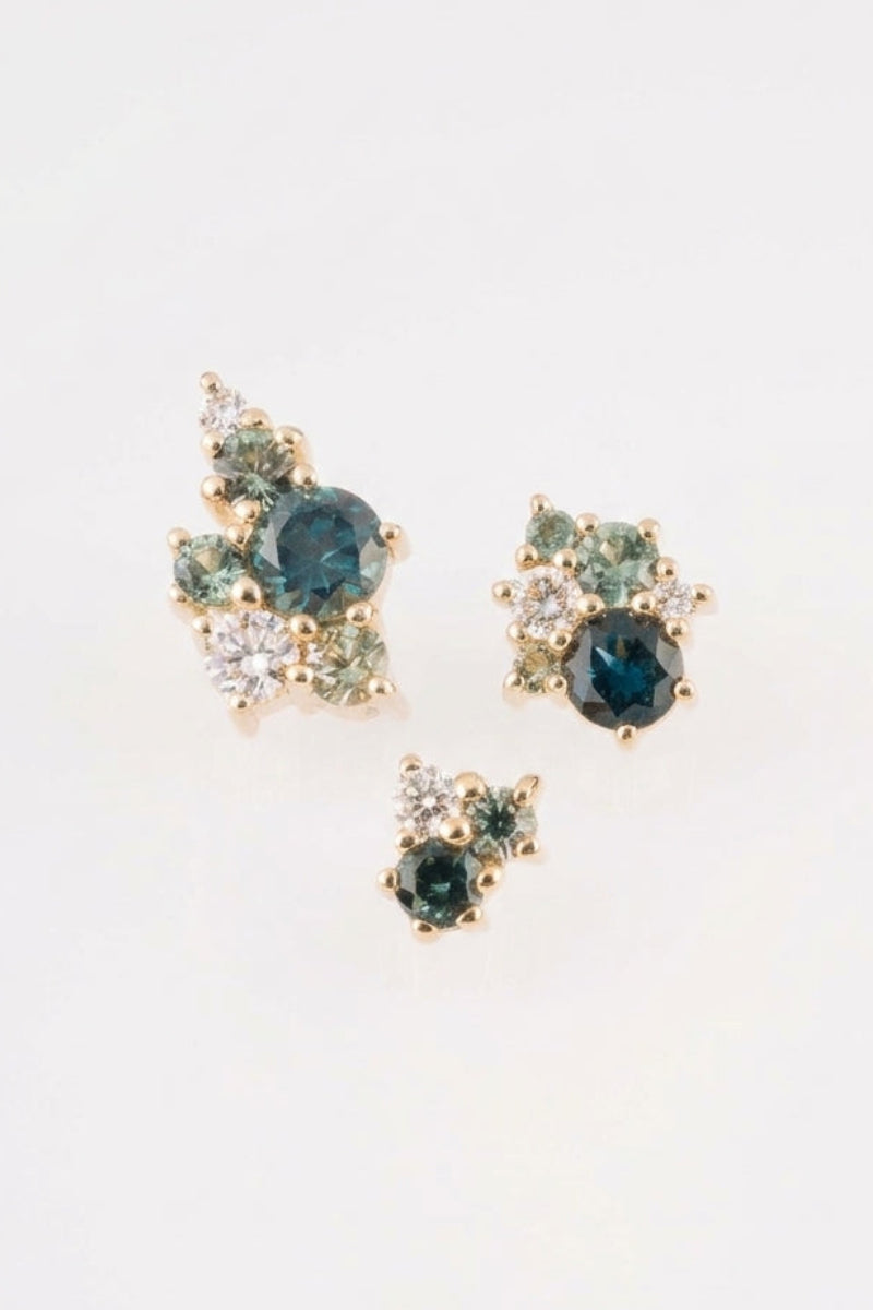 GREEN SAPPHIRE COLLAGE EARRINGS