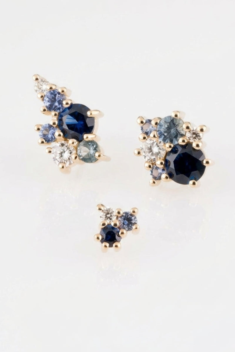 BLUE SAPPHIRE COLLAGE EARRINGS