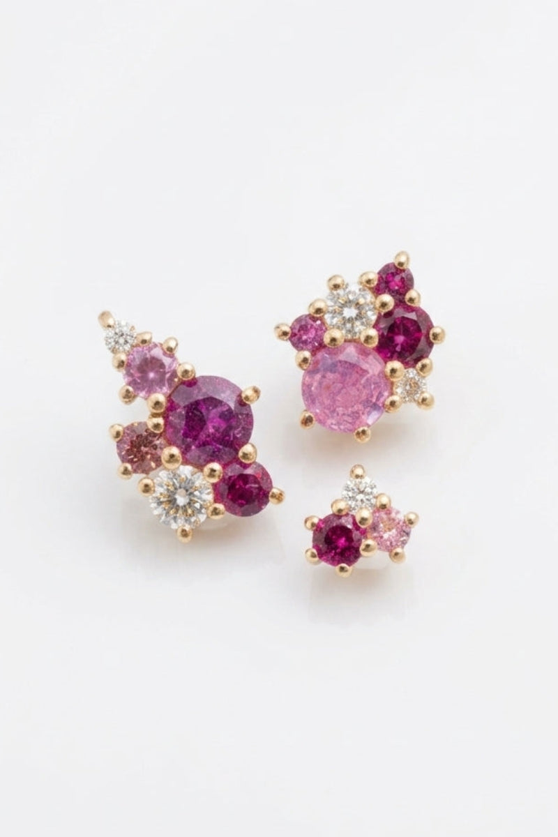 PINK SAPPHIRE COLLAGE EARRINGS